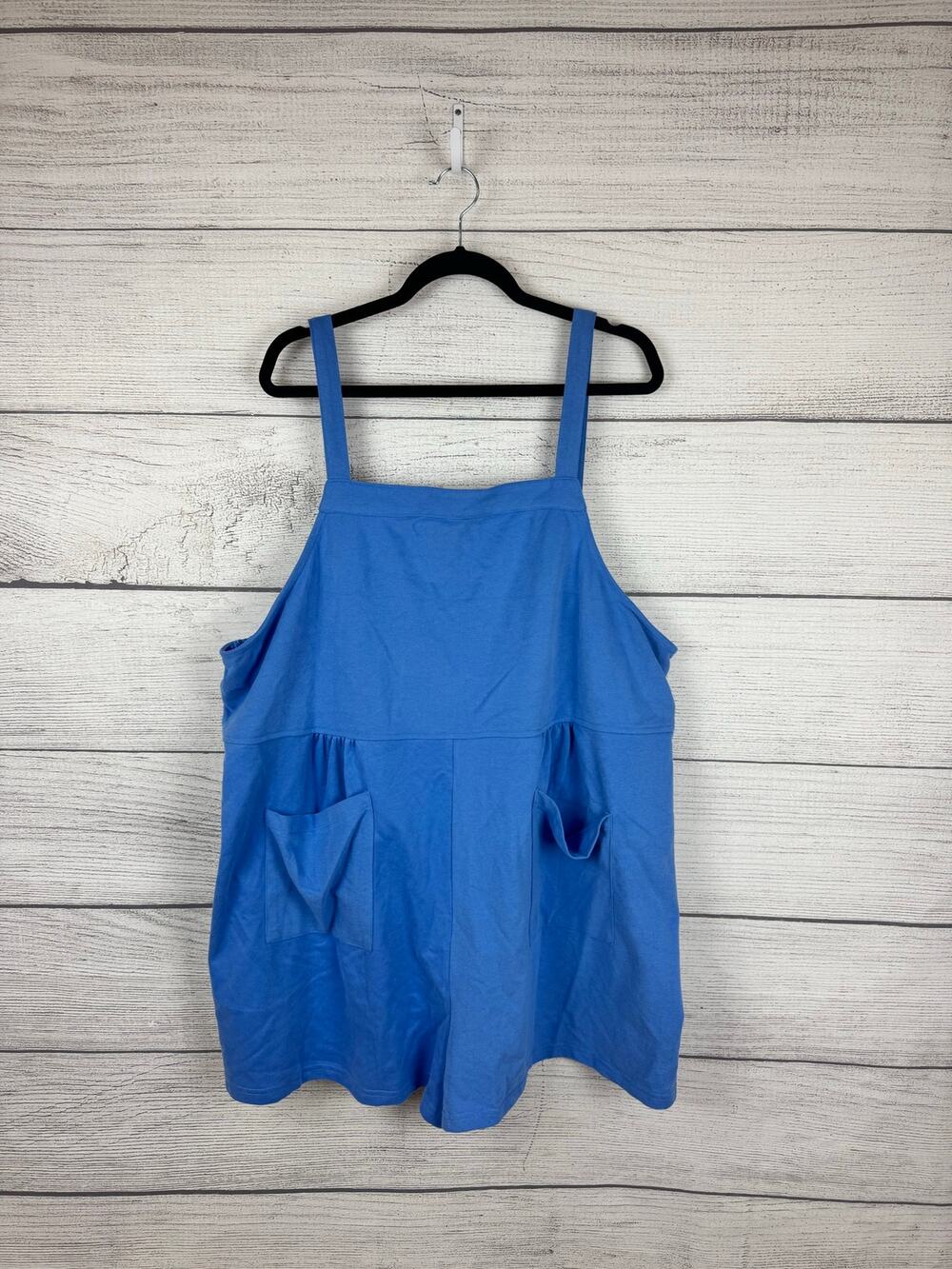 Heyson Plus Size Blue Soft Pocket Lounge Overall Romper Size 3X
